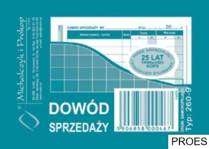 260-9 Dowód sprzedaży MICHALCZYK&PROKOP A7 80 kartek 260-9 Dowód sprzedaży MICHALCZYK&PROKOP A7 80 kartek