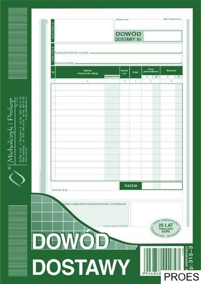 315-3 Dowód dostawy A5 80 kartek MICHALCZYK i PROKOP 315-3 Dowód dostawy A5 80 kartek MICHALCZYK i PROKOP
