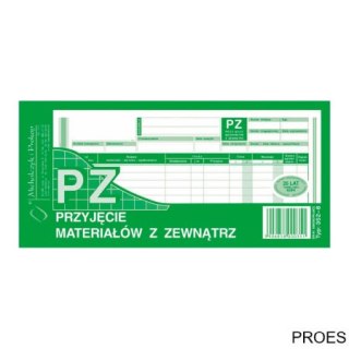 352-8 PZ przyjęcie materiałów z zewnątrz, 1/3 A4 80 kartek, MICHALCZYK&PROKOP
