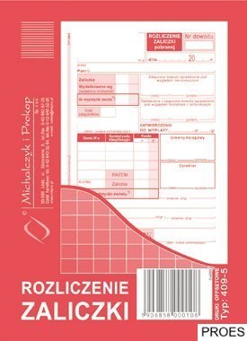 409-5 Rozliczenie zaliczki MICHALCZYK&PROKOP A6 40 kartek 409-5 Rozliczenie zaliczki MICHALCZYK&PROKOP A6 40 kartek
