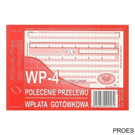 445-5M Polecenie przelewu (1+3), A6 80 kartek, MICHALCZYK&PROKOP 445-5M Polecenie przelewu (1+3), A6 80 kartek, MICHALCZYK&PROKOP