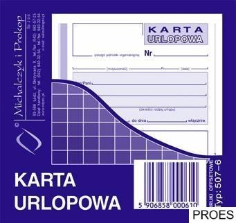 507-6 Karta urlopowa MICHALCZYK&PROKOP 2/3 A6 40 kartek 507-6 Karta urlopowa MICHALCZYK&PROKOP 2/3 A6 40 kartek