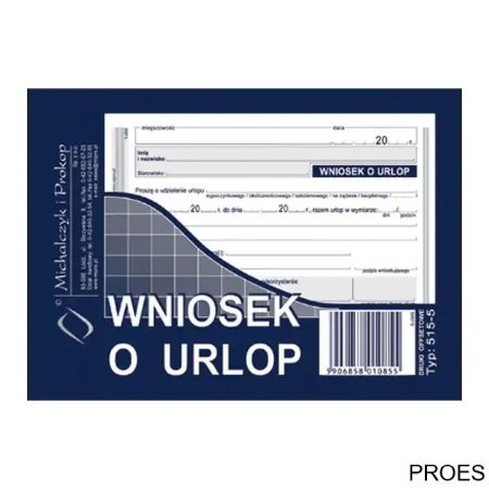 515-5 Wniosek o urlop, A6 40 kartek, MICHALCZYK&PROKOP 515-5 Wniosek o urlop, A6 40 kartek, MICHALCZYK&PROKOP