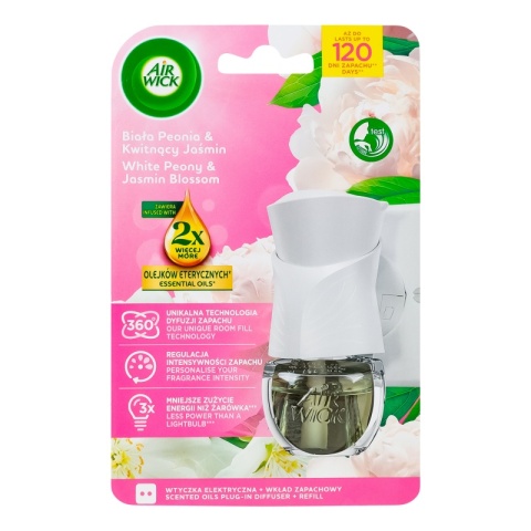 AIR WICK odświeżacz Elektryczny Biała Peonia , Kwitnący Jaśmin komplet 19 ml 18116 AIR WICK odświeżacz Elektryczny Biała Peonia , Kwitnący Jaśmin komplet 19 ml 18116