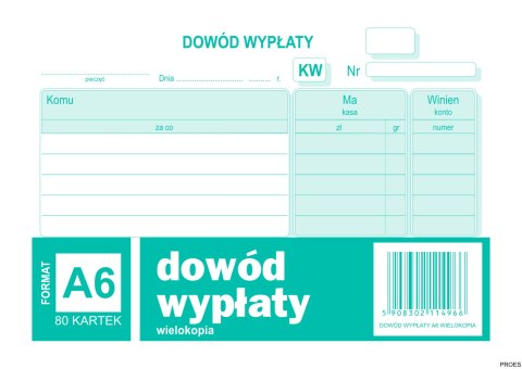 Dowód Wypłaty KW, A6 80 kartek, 10-402-5 DOTTS