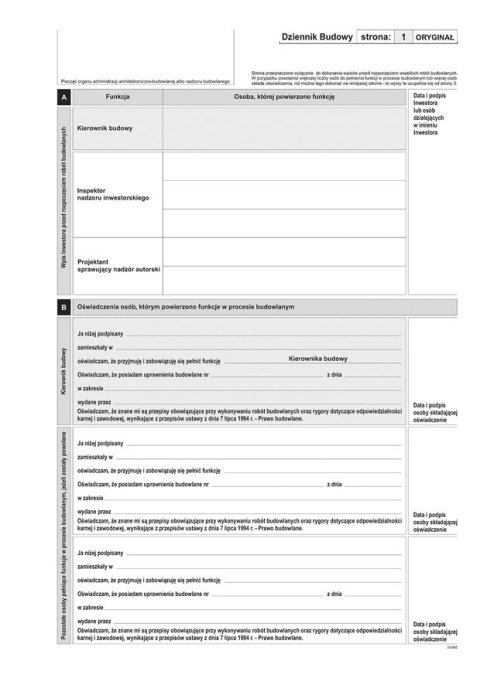 Dziennik budowy A4, 20 stron offset, 10-603-S11 DOTTS
