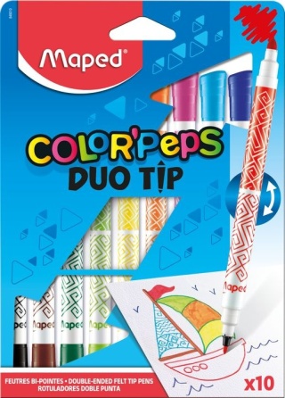 Flamastry COLORPEPS DUO TIP dwustronne 10kol pud.z zawieszką MAPED 849010