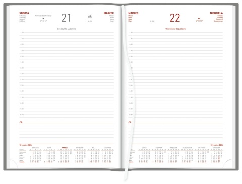 Kalendarz A4 dzienny UNIWERSALNY Vivella 238 A4DB szary 2026 WOKÓŁ NAS