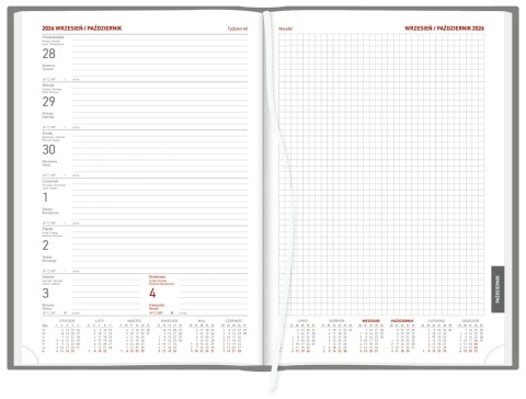 Kalendarz A4 tygodniowy z notesem Aluminium Standard 237 A4TNB czarny 2026 WOKÓŁ NAS