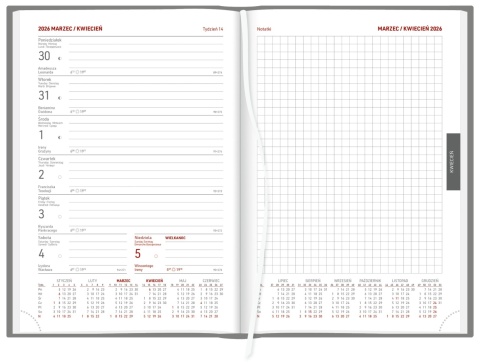 Kalendarz A4 tygodniowy z notesem Aluminium Standard 237 A4TNB czarny 2026 WOKÓŁ NAS