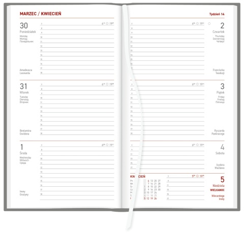 Kalendarz A6 tygodniowy Vivella 216 A6TB czerwony 2026 WOKÓŁ NAS