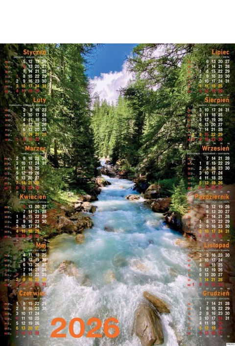 Kalendarz Plakatowy B-1, P07 - POTOK 2026 Kalendarz Plakatowy B-1, P07 - POTOK 2026