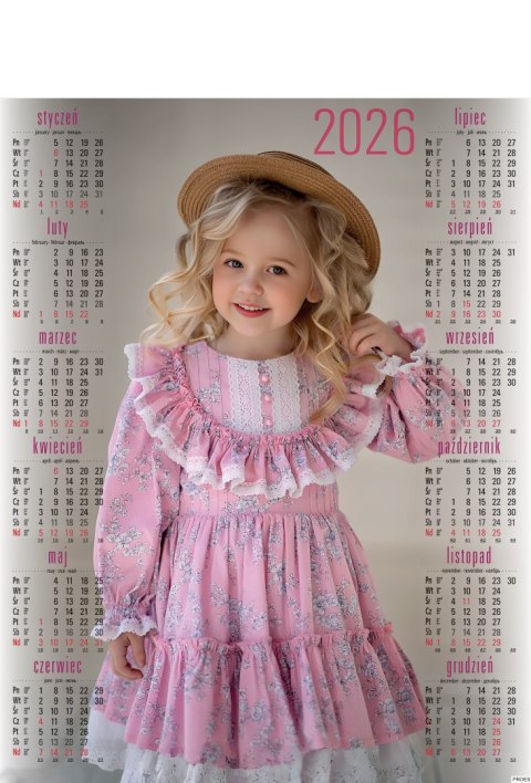 Kalendarz Plakatowy B-1, P17 - DZIECKO 2026 Kalendarz Plakatowy B-1, P17 - DZIECKO 2026