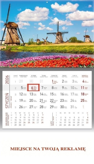 Kalendarz jednodzielny KS056B WIATRAKI 2026 WOKÓŁ NAS
