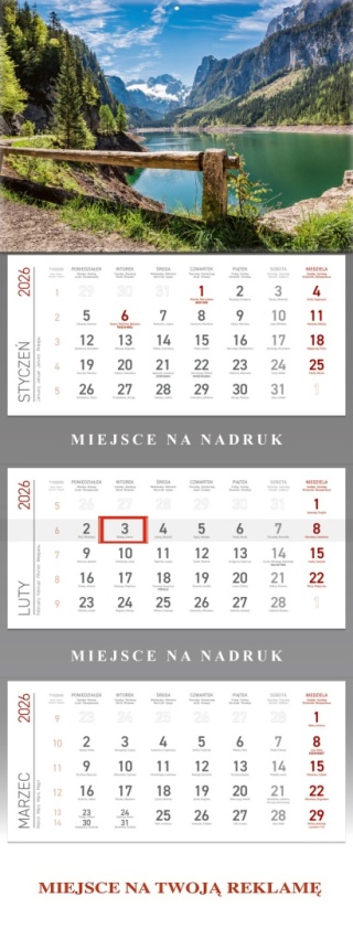 Kalendarz trójdzielny KS055B GÓRSKIE JEZIORO 2026 WOKÓŁ NAS