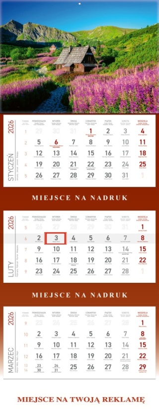 Kalendarz trójdzielny KS055B HALA GĄSIENICOWA 2026 WOKÓŁ NAS
