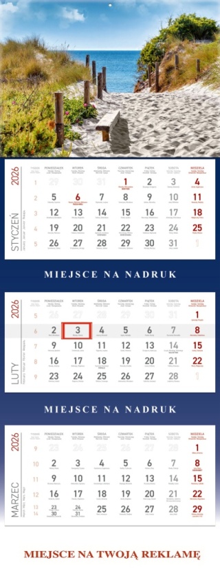 Kalendarz trójdzielny KS055B MORZE 2026 WOKÓŁ NAS