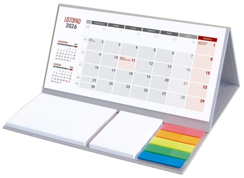 Kalendarz z notesem miesięczny klejony KB064B szary 2026 WOKÓŁ NAS