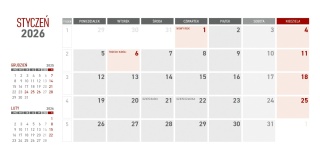 Kalendarz z notesem miesięczny klejony KB064B szary 2026 WOKÓŁ NAS