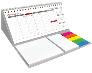 Kalendarz z notesem tygodniowy spiralowany KB044B szary 2026 WOKÓŁ NAS