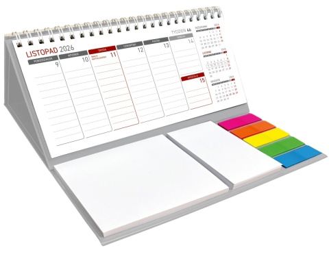 Kalendarz z notesem tygodniowy spiralowany KB044B szary 2026 WOKÓŁ NAS