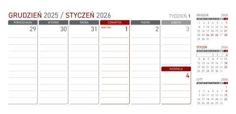 Kalendarz z notesem tygodniowy spiralowany KB044B szary 2026 WOKÓŁ NAS