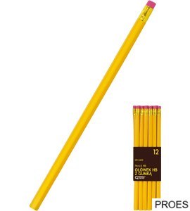 Ołówek z gumką 6602, żółty, 12 szt. FIORELLO 160-1764