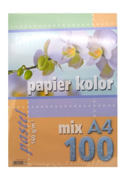 Papier xero A4 mix pastelowy 160g (100 arkuszy) KRESKA