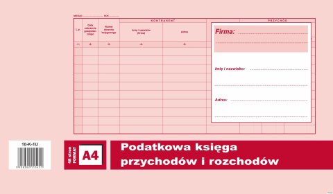 Podatkowa księga przychpdów i rozchodów A4, 48 stron offset 10-K-1U DOTTS Podatkowa księga przychpdów i rozchodów A4, 48 stron offset 10-K-1U DOTTS