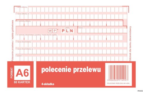 Polecenie przelewu, (1+3) A6 80kartek, 10-445-5M DOTTS Polecenie przelewu, (1+3) A6 80kartek, 10-445-5M DOTTS