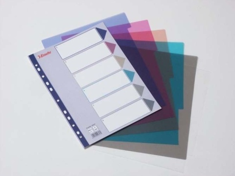 Przekładki plastikowe Multicolor PP, A4 Maxi - 6 kart Esselte, 20647 (X)