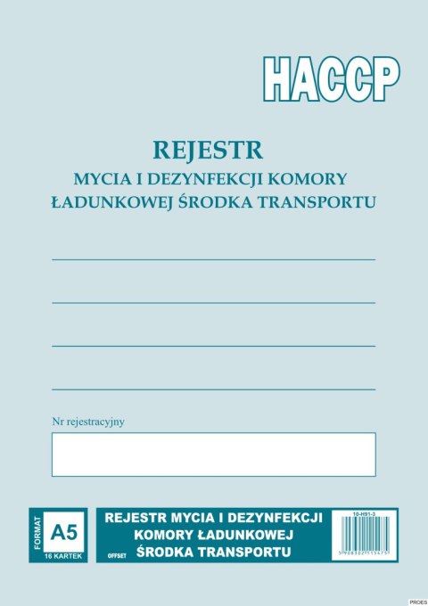 Rejsestr mycia i dezynfekcji komory ładunkowej środka transportu A5, 32 strony offset, 10-H91-3 DOTTS Rejsestr mycia i dezynfekcji komory ładunkowej środka transportu A5, 32 strony offset, 10-H91-3 DOTTS