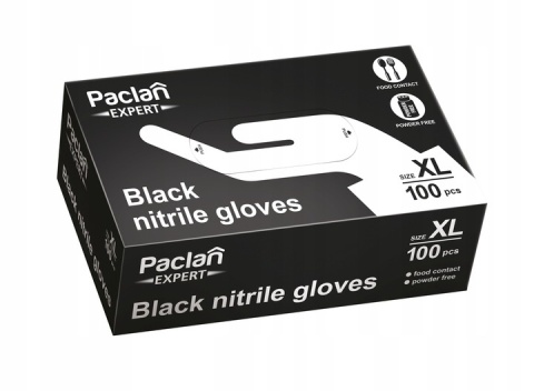 Rękawice nitrylowe czarne XL 100szt. PACLAN
