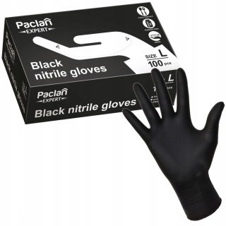 Rękawice nitrylowe czarne L 100szt. PACLAN