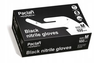 Rękawice nitrylowe czarne M 100szt. PACLAN