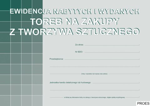 S-200-3 Ewidencja nabytych i wydanych toreb na zakupy z tworzyw sztucznych A5 MICHALCZYK I PROKOP S-200-3 Ewidencja nabytych i wydanych toreb na zakupy z tworzyw sztucznych A5 MICHALCZYK I PROKOP