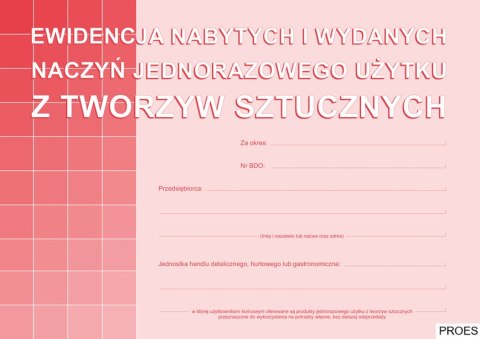 S-210-3 Ewidencja nabytych i wydanych naczyń jednorazowego użytku z tworzyw sztucznych A5 MICHALCZYK I PROKOP S-210-3 Ewidencja nabytych i wydanych naczyń jednorazowego użytku z tworzyw sztucznych A5 MICHALCZYK I PROKOP