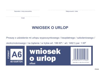 Wniosek o urlop, A6 40 kartek, 10-515-5 DOTTS
