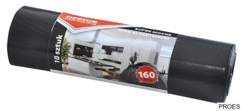 Worki na śmieci domowe , super mocne (LDPE), 160l, 10szt., czarne, typu OFFICE PRODUCTS 22022242-05