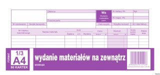Wydanie materiałów na zewnątrz WZ, 1/3 A4 80 kartek, 10-351-8 DOTTS