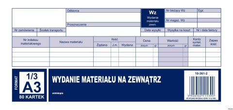 Wydanie materiału na zewnątrz WZ 1/3 A3, 80 kartek wielokopia, 10-361-2 DOTTS Wydanie materiału na zewnątrz WZ 1/3 A3, 80 kartek wielokopia, 10-361-2 DOTTS