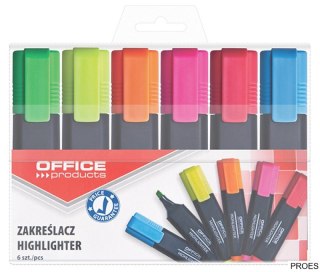 Zakreślacz fluorescencyjny , 1-5mm (linia), 6szt., mix kolorów, typu OFFICE PRODUCTS 17055219-99