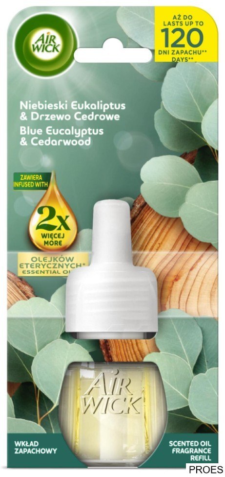 AIR WICK odświeżacz Elektryczny wkład 19 ml Niebieski Eukaliptus & Drzewo Cedrowe 18246