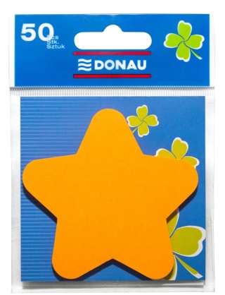 Bloczek samoprzylepny DONAU, 1x50 kart., gwiazdka, zawieszka, pomarańczowy, 7570001PL-12