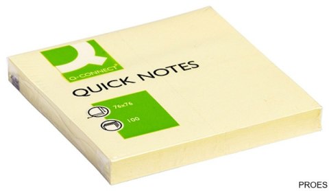 Bloczek samoprzylepny Q-CONNECT, 76x76mm, 1x100 kart., jasnożółty KF10502