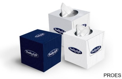 Chusteczki higieniczne 90sztuk 2 warstwy, kolor biały, celuloza, kwadrat BULKYSOFT 68360