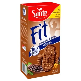 Ciasteczka zbożowe kakaowe FIT bez cukru (6x4szt.) 300g SANTE