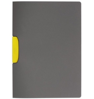 DURASWING, skoroszyt zaciskowy żółty z ciemnej folii PP z kolorowym zaciskiem; 1-30 kartek 230404