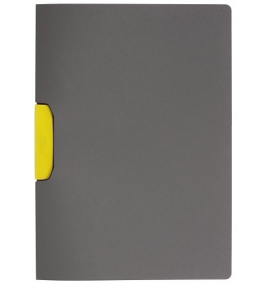 DURASWING, skoroszyt zaciskowy żółty z ciemnej folii PP z kolorowym zaciskiem; 1-30 kartek 230404