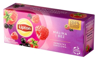 Herbata LIPTON owocowa, malina i bez, 20 torebek, 013418